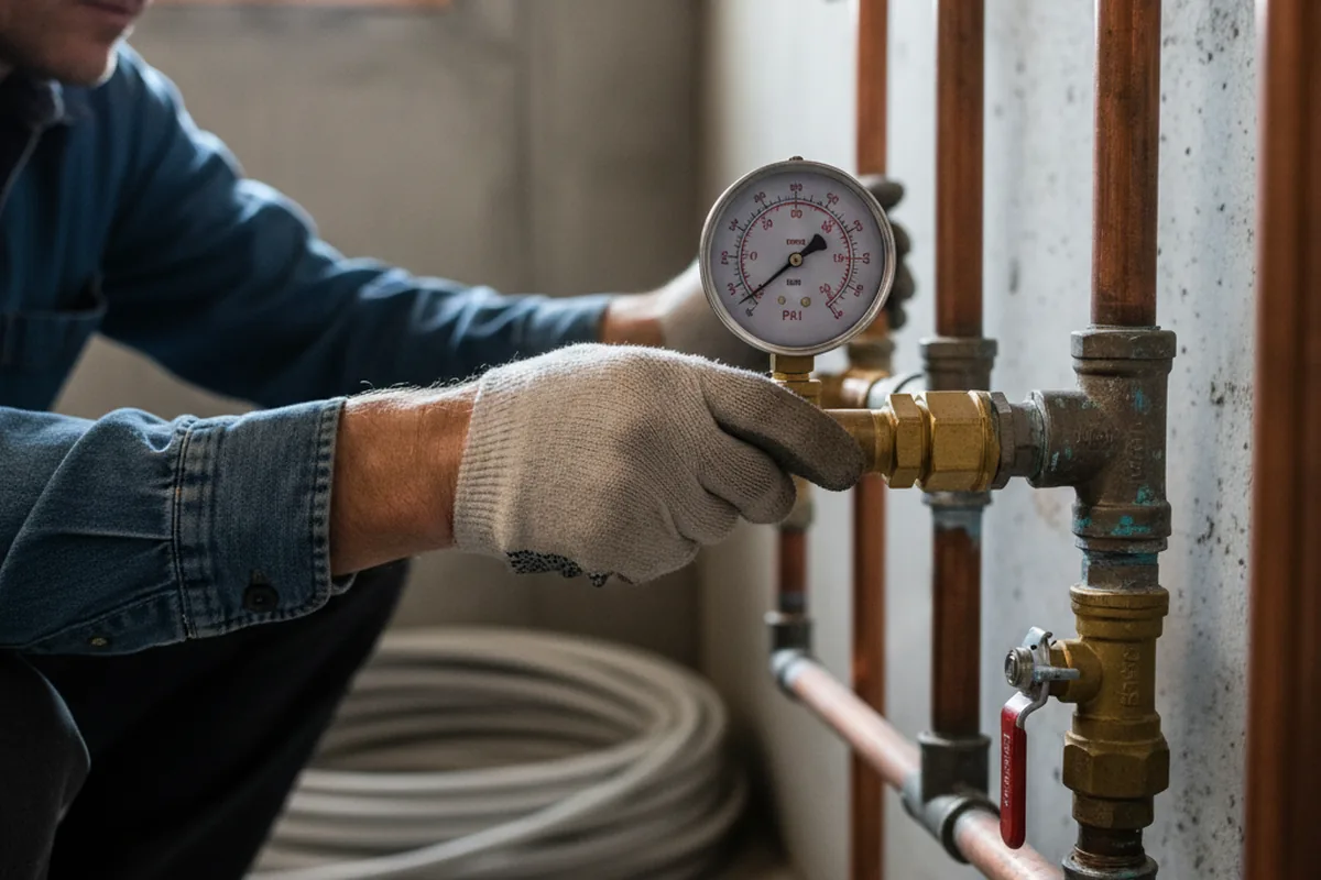 Pressure testing a repaired line during Water Line Repair in Scotland